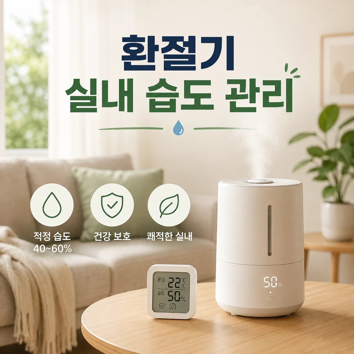환절기 실내 습도 관리, 가습기 없이 40~60% 맞추는 법